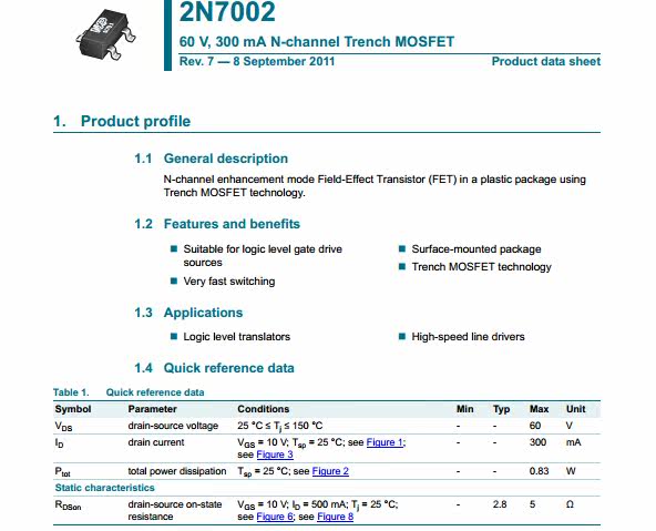 2N7002 Supply original NXP field effect tube N-channelTrench 60V300mA