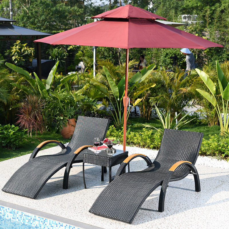 Outdoor deck chair villa garden swimming pool beach chair open air terrace balcony leisure outdoor waterproof rattan bed
