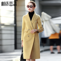 2021 autumn and winter New popular double-sided woolen coat womens long Korean version of alpaca hair non cashmere woolen coat