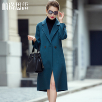 New popular double-sided woolen coat women 21 autumn and winter New products long slim temperament non-cashmere wool coat