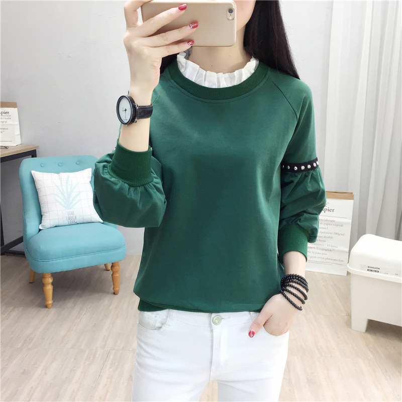 2020 phụ nữ áo sơ mi Hàn Quốc mới phiên bản dài sleeveT giả bên ngoài mặc chiếc đèn lồng tay áo quần áo mùa thu hai lỏng thủy triều trăm thiết lập mùa thu váy