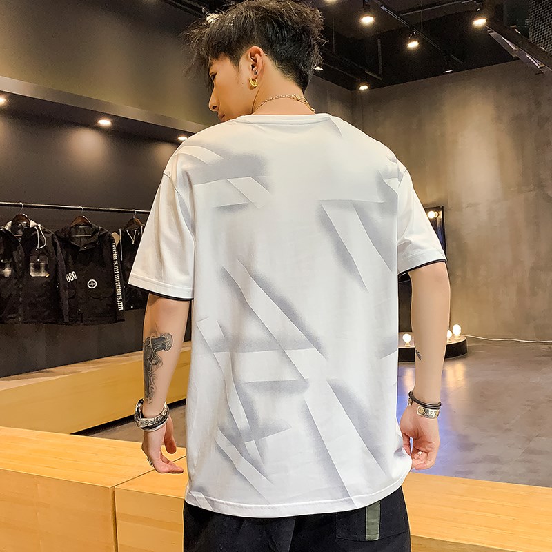 áo đáy ngắn tay nửa tay áo T mùa hè bông nam loose-fitting T-shirt trên Kartai 100 áo thun xu hướng cổ tròn nam