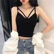 cạnh bìa bên trong mặc mùa hè 2020 mùa xuân phong cách phong cách sling sexy eo đỉnh của phụ nữ off-the-vai đáy sắc nét nữ