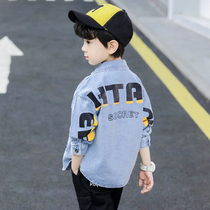 South Korean boys spring and autumn jean shirt 2021 new ZhongBig Childrens Sweater Costume Boy Han Edition tide