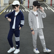 South Korean boys spring and autumn suit 2021 new childrens leisure sports childrens fashion cotton jacket two pieces