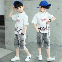 Korean childrens dress boy summer suit 2021 new handsome childhood summer short sleeved gas hao version two sets