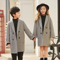 South Koreas Mao - Korean Boys Coat for a long - range 2021 Spring and Autumn Girls New Double - faced Cashmere Wears coat