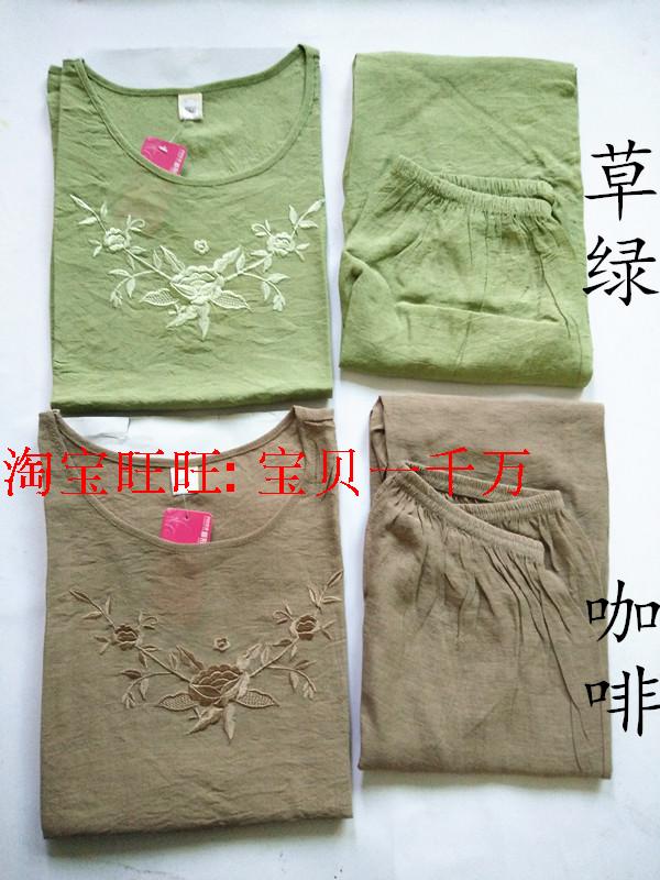 Mô hình vụ nổ mùa hè mới đoạn cắt quần ngắn tay cotton và linen phụ nữ giản dị của mẹ trong pháp luật mẹ trung niên phù hợp với áo tuổi trung niên