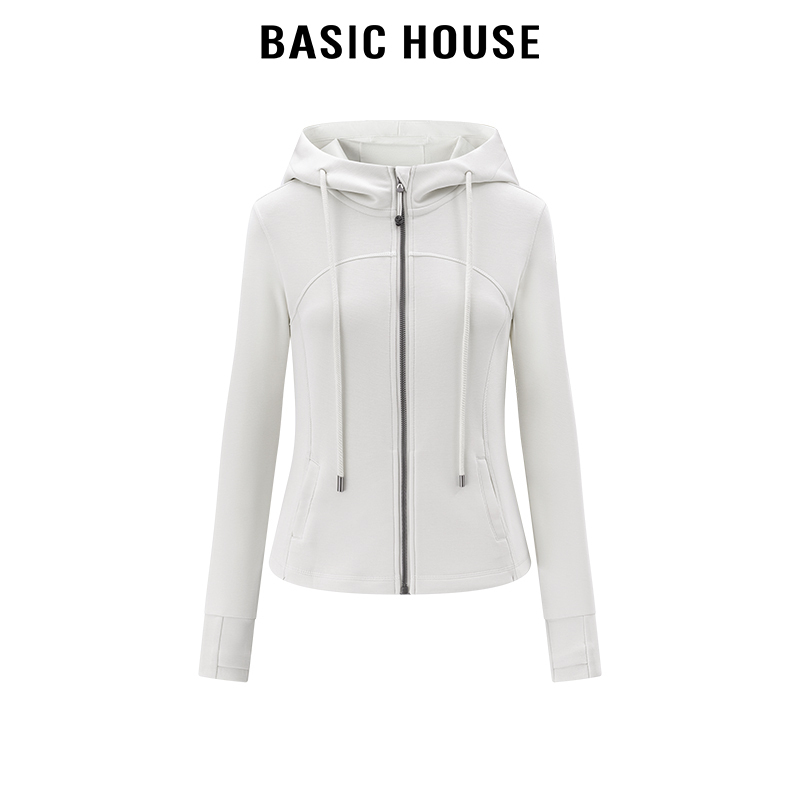 Basic House Hooded Slim-Fit Jacket for Women, Spring/Summer Trendy Waist-Cinching Slimming Sports Sweatshirt Set