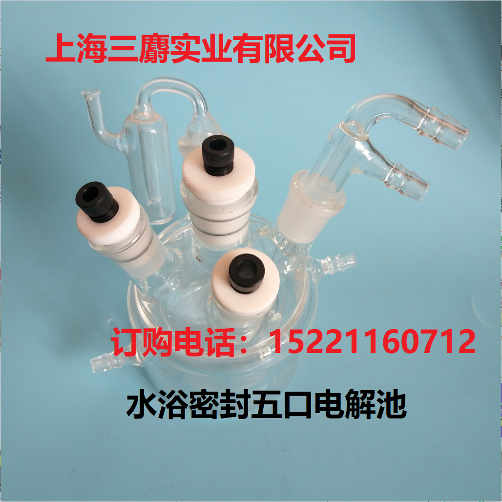 水浴五口密封电解池  五口水浴电解池 密封双层/恒温 水浴电解池