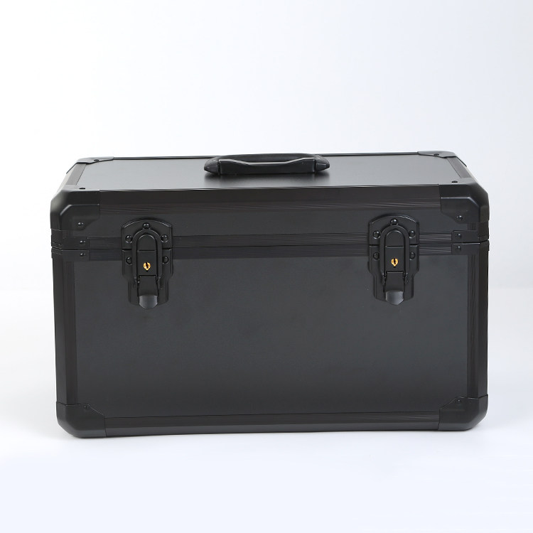 Portable large aluminum alloy toolbox equipment instrument box photographic equipment all black aircraft model aluminum box display box customization