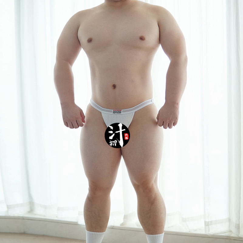 Sexy Narrow-Strap Low-Rise Double Thong Underwear Made of Cotton and Linen, Plus Size, Japanese Style for Men