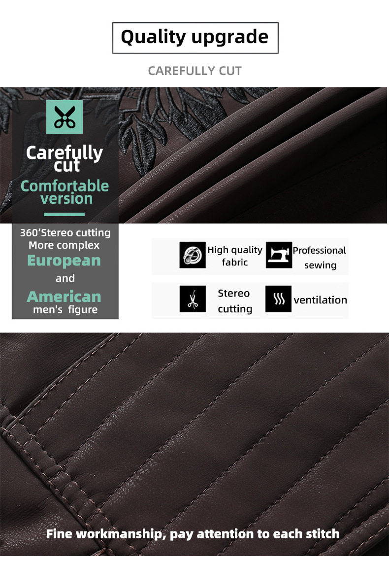 Мужской куртка череп вышивка матовая кожа сушилка для белья Автомобильная курткаМужская мотоциклетная кожаная куртка 