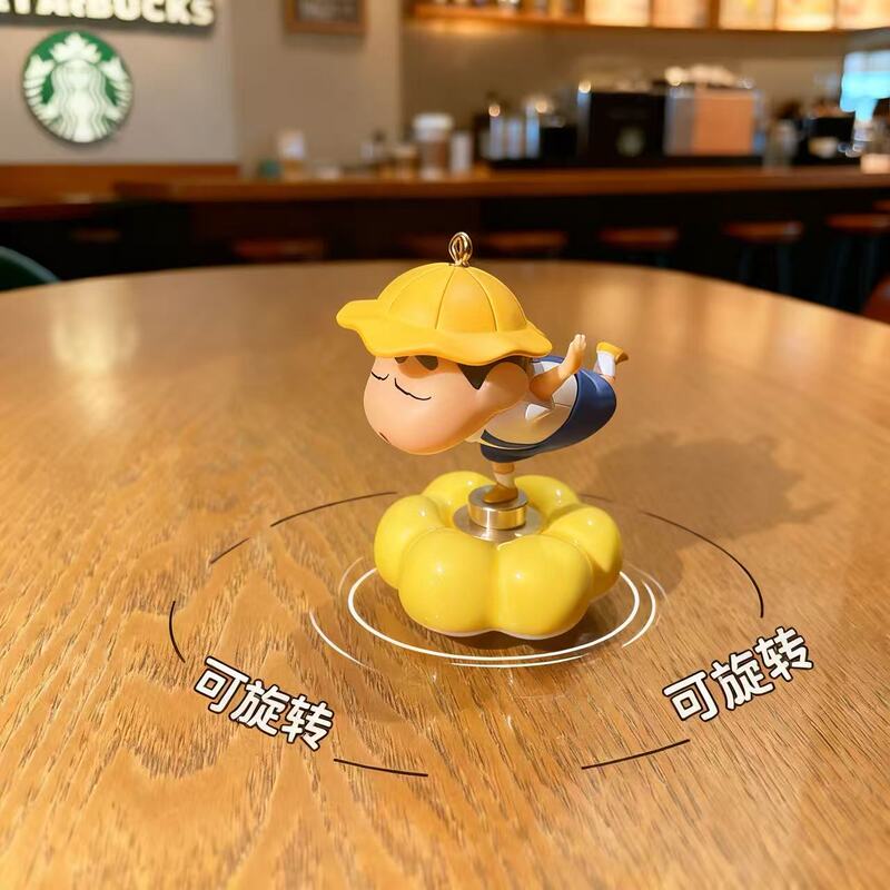 Authentic Rotatable Crayon Shin-Chan Trendy Figurine Car Ornament Internet Celebrity Stress Relief Desktop Ornament Gift