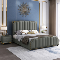 Leather bed Leather bed Small apartment type light luxury minimalist modern simple soft bag bed 1 8 meters wedding bed Bedroom double bed