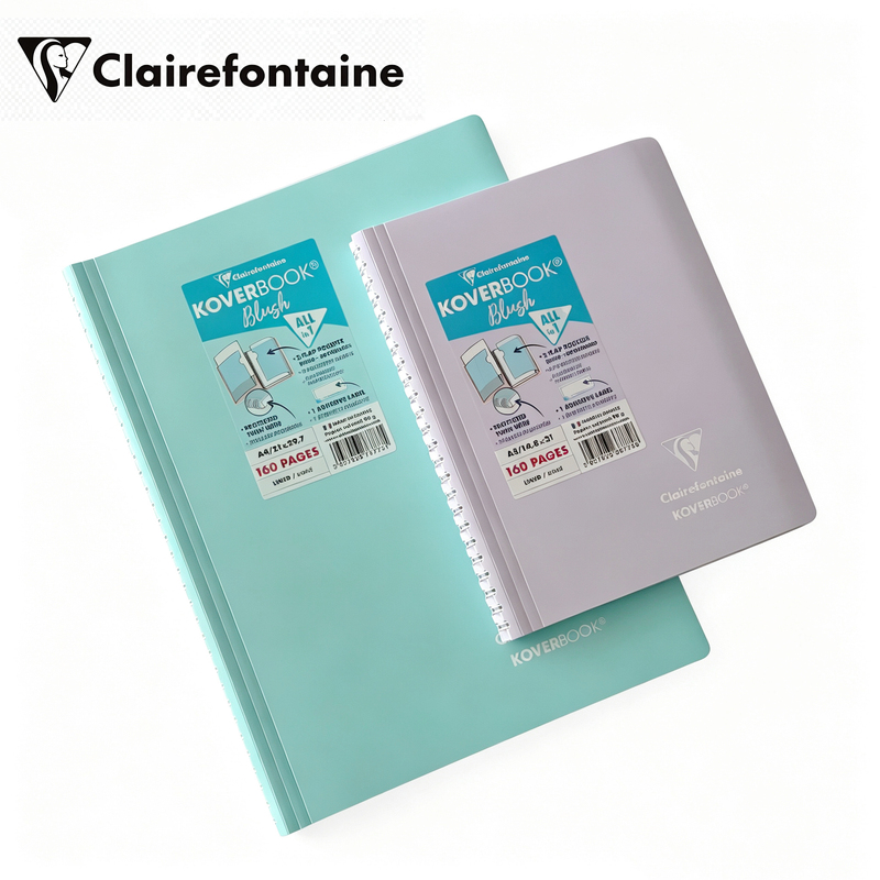 Clairefontaine Coil Notebook A5 Can Be Spread Flat to A4, Waterproof Cover, Horizontal Lines, Line Spacing 8 Clairefontaine Coil Notebook A5 Can Be Spread Flat to A4, Waterproof Cover, Horizontal Lines, Line Spacing 8