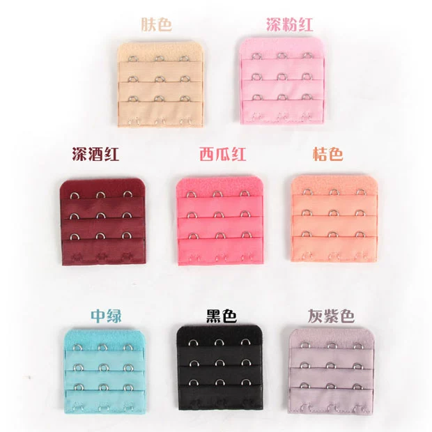 Thương hiệu đồ lót thứ hai khóa mở rộng Bra ba hàng và ba khóa Trung bình khóa ba hàng rộng 5CM dài khóa màu đen - Móc treo miếng nới áo ngực bản 3 móc