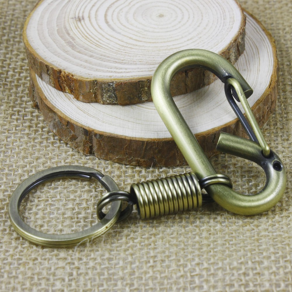 Classic retro key chain, strong and durable men's waist hanging, bronze elastic super strong key chain, bearing 50 catties