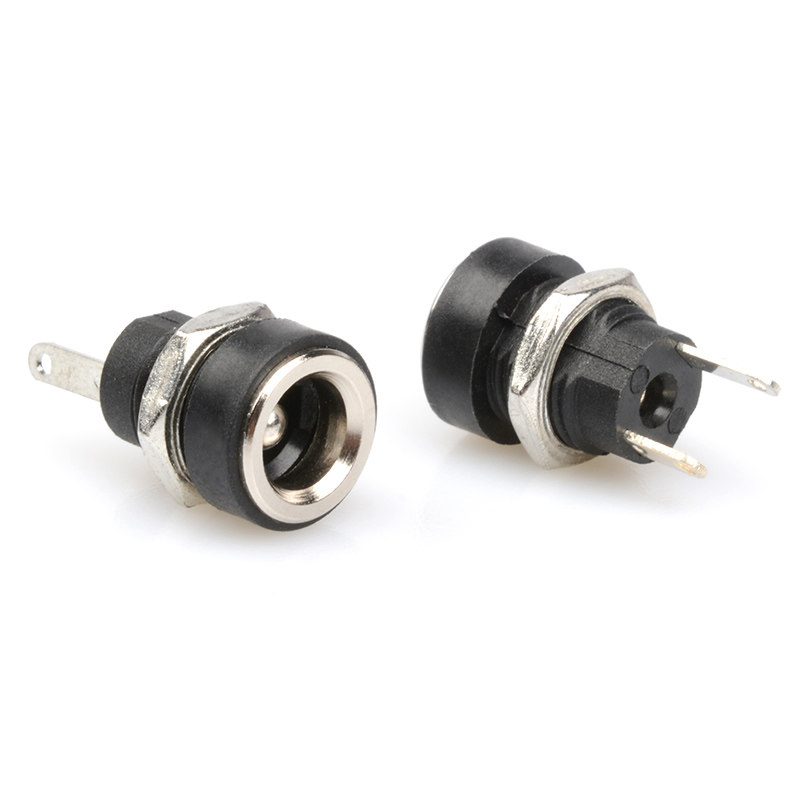 DC022B DC power socket 5 5-2 1 2 5MM round hole with nut 2 foot welding line quality full copper