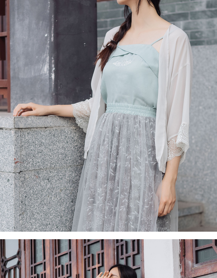 芈 "清水" retro phong cách ren voan quần áo chống nắng cardigan áo mùa hè hoang dã trang phục lỏng nữ áo sơ mi công sở nữ
