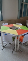 Office furniture Simple free combination six-sided shaped small conference table School desk Psychological classroom training table and chair