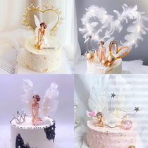 Wings angel flower fairy net red cake baking decoration ornaments love plug-in Birthday wedding festival party