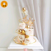 Net Red birthday wedding cake decoration Golden iron ring Iron five-pointed star dessert table baking crown wishing