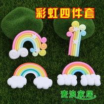 Balloon clouds rainbow cartoon fairy house birthday cake micro landscape ornaments baking supplies bride and groom