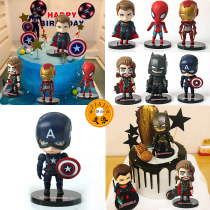 Captain America six-piece set cartoon anime doll childrens toy baking dessert table cake decoration decoration