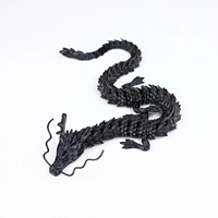 Крутой черный китайский дракон 30 см с бородой дракона