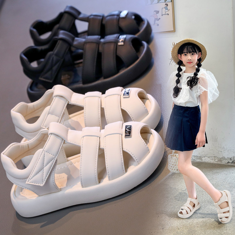 Boys and girls toe-cap sandals, medium and large children's thick-soled Roman shoes