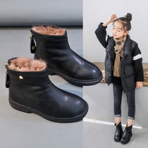 Girls British style Martin boots autumn and winter 2021 new rabbit fur plus velvet thickened female baby fashion knight boots