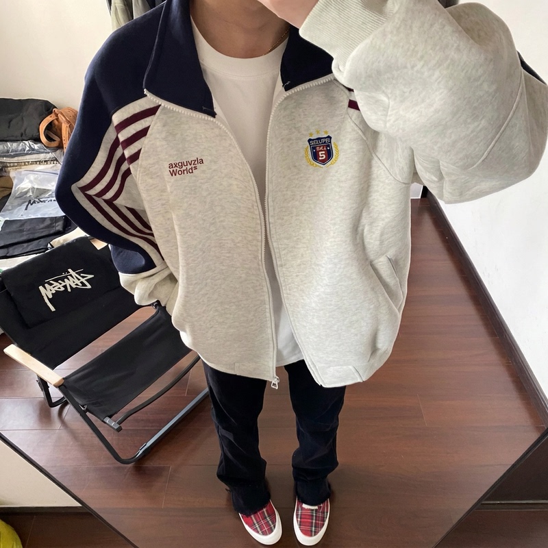 American Retro Heavyweight Stand-Up Collar Sweatshirt 2026 New Style Fleece-Lined Men's Autumn and Winter High Street Cardigan Jacket Trendy American Retro Heavyweight Stand-Up Collar Sweatshirt 2026 New Style Fleece-Lined Men's Autumn and Winter High Street Cardigan Jacket Trendy