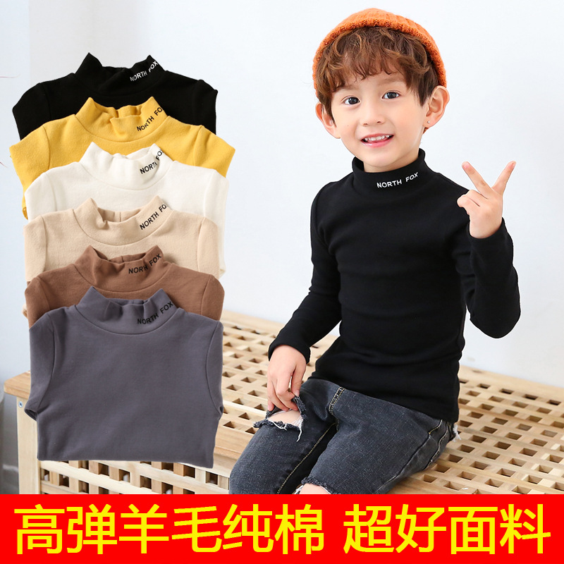 Boy Semi-High Leader Sleeve Dress Girl in Pure Cotton with Baby Fit Top Tide Fall Winter Spring Costume