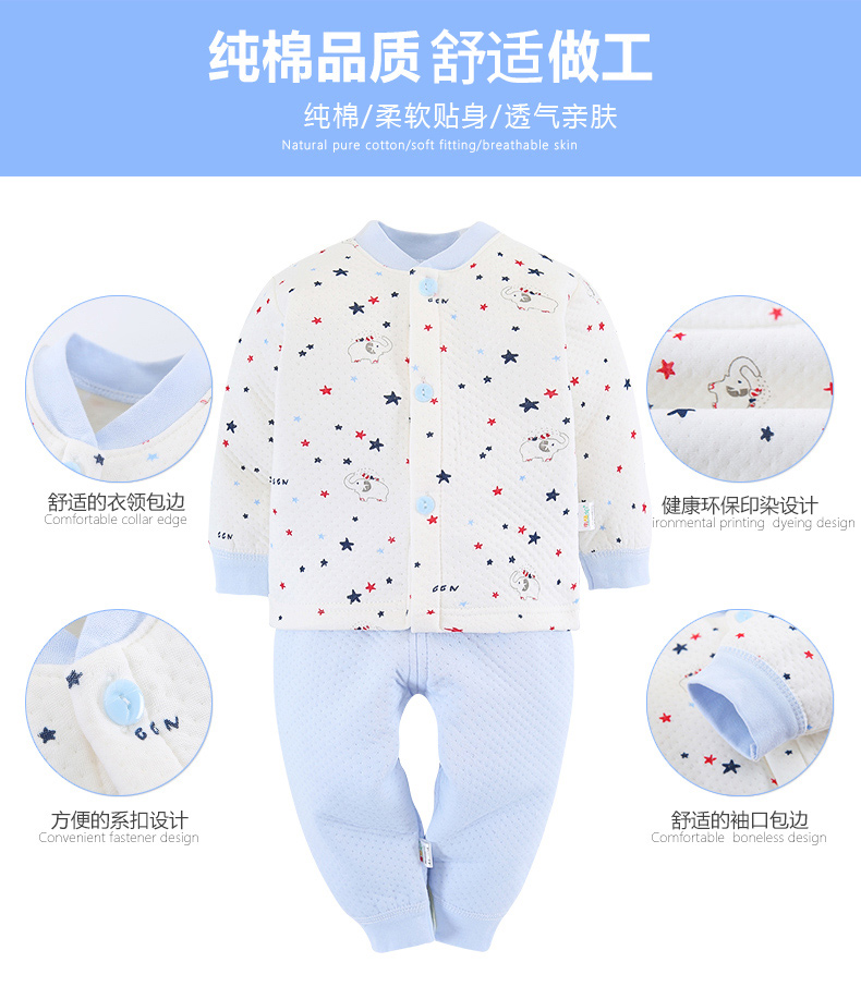 Bộ quần áo cotton cho bé sơ sinh bộ đồ sơ sinh cho bé sơ sinh trăng tròn bé cung cấp mùa xuân và mùa thu đông bán hộp quà sơ sinh đẹp