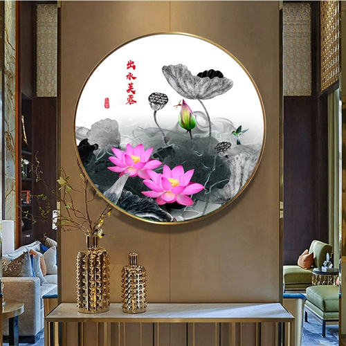 Вышивка крестиком лотоса, новинка 2020, новая полная вышивка, простой современный маленький круглый кулон для спальни, вышитый самостоятельно