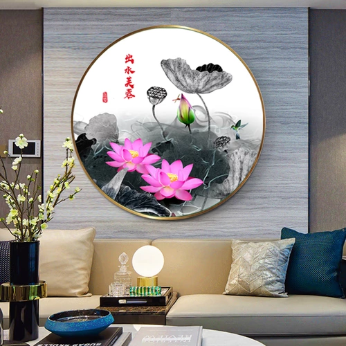 Вышивка крестиком лотоса, новинка 2020, новая полная вышивка, простой современный маленький круглый кулон для спальни, вышитый самостоятельно