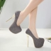 2018 loại gót giày hộp đêm 15 cm siêu cao gót gót nhọn dày đáy tròn đầu nông miệng phụ nữ giày đơn giày nữ giày thấp trên - Giày cắt thấp Giày cắt thấp
