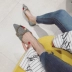 2018 mới giày phụ nữ mũi nhọn mũi nông miệng mềm đáy khóa kim loại giản dị giày đơn giày đế thấp giày thời trang hàn quốc tất phù hợp - Giày cắt thấp