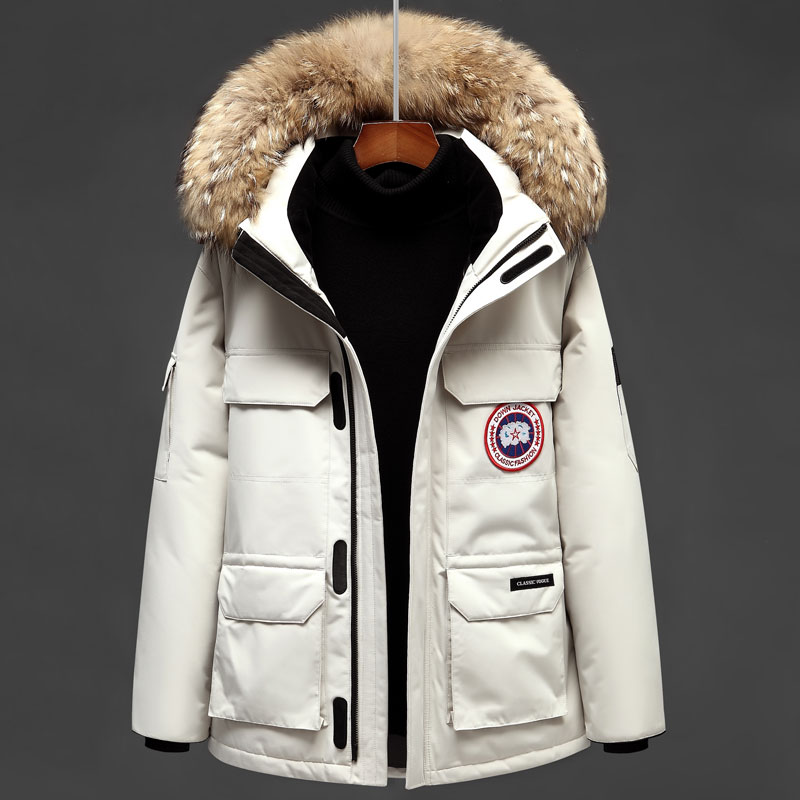 Couple down jacket men and women short thickening 2022 winter new big fur collar tooling tide goose parka warm jacket