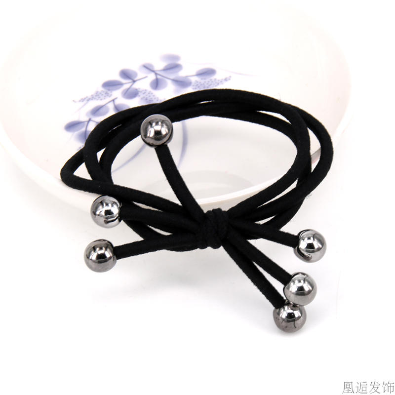 3 trong 1 bold head rope nhỏ tươi cao đàn hồi ban nhạc cao su black leather trường hợp tied tóc dây đơn giản và bền tóc nhẫn phụ kiện tóc