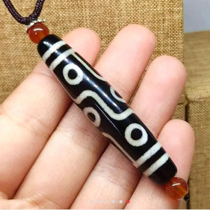 Jade jewelry Tibetan Lotus Master Zhufa three circles natural chalcedony pearl necklace pendant Nine-eyed horseshoe Cinnabar pendant