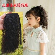 Childrens hip-hop show wig girl ponytail corn hot ponytail natural fluffy strappy tie-up long hair short roll