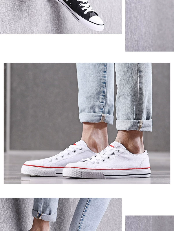 Giày Li Ning giản dị 2019 hợp thời trang nam nữ đôi giày trượt mang giày vải cổ điển thoải mái - Plimsolls