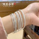 ພື້ນຜິວເຫຼື້ອມ nailed sand fine ring silver bracelet pure silver 999.9 explosive shiny surface versatility stacking bracelet