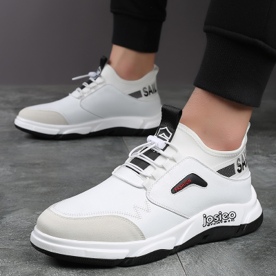 白鞋男真皮软底休闲皮鞋高端韩版运动鞋潮流