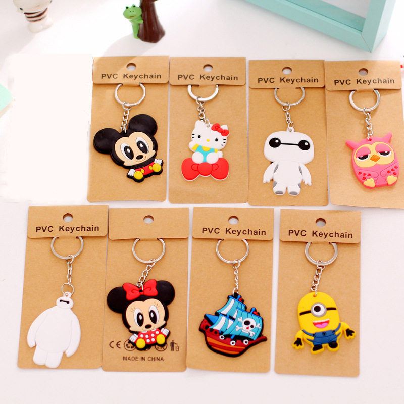 GC08 Korea cute and cute cartoon silicone car keychain couple key ring backpack bag small pendant