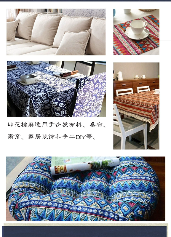 Quốc gió in bông kimono vải rèm cửa retro vải bohemian lanh sofa khăn trải bàn - Vải vải tự làm vải cotton poly