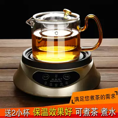 Household transparent heat-resistant all-glass teapot thickened high temperature resistant teapot black crystal stove with filter tea set set