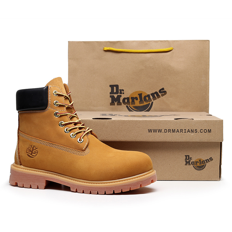 Spring Season First-Layer Cowhide Yellow Boots for Men and Women, Couple's Martin Boots, High-Top Genuine Leather British Workwear Waterproof Boots Spring Season First-Layer Cowhide Yellow Boots for Men and Women, Couple's Martin Boots, High-Top Genuine Leather British Workwear Waterproof Boots